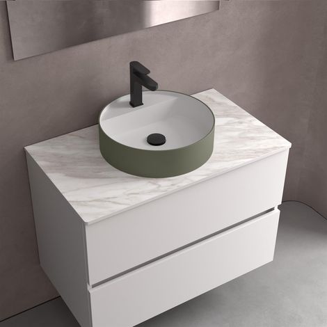 Lave-mains à poser BICA sans siphon ni vidage cliquet SURFACE SOLIDE Green Forest Ø 390 x 105 mm (1/3)