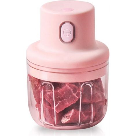HG03176-PNK, tragbarer kabelloser elektrischer Zerkleinerer, 250 ml, Rosa, Edelstahlmesser, 45-W-Motor, Behälter in Lebensmittelqualität, kabelloses Laden, Fassungsvermögen 250 ml
