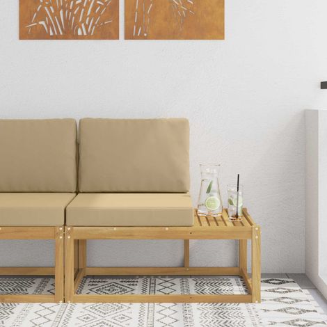 vidaXL Canapé d'extérieur en bout avec coussin Blanc 91 x 63 x 73 cm