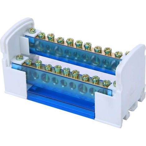 Bornier de distribution, borniers de boîte de distribution 500V 125A Rail Din monophasé à 2 niveaux avec cache-poussière transparent 211 (1/5)
