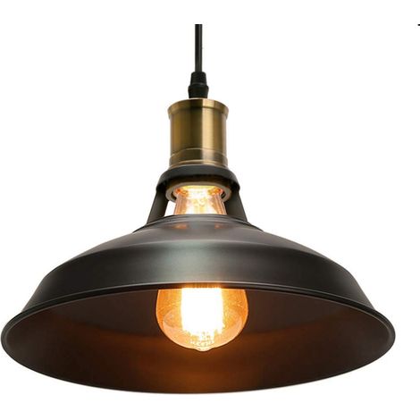 27CM Vintage Pendant Lights Retro Pendant Lights Industrial Indoor Pendant Light For Kitchen Farmhouse Hallway (Black)
