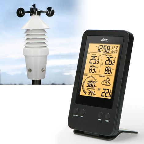 Alecto WS-3400 - Estación meteorológica profesional con sensor exterior inalámbrico, negro (1/5)