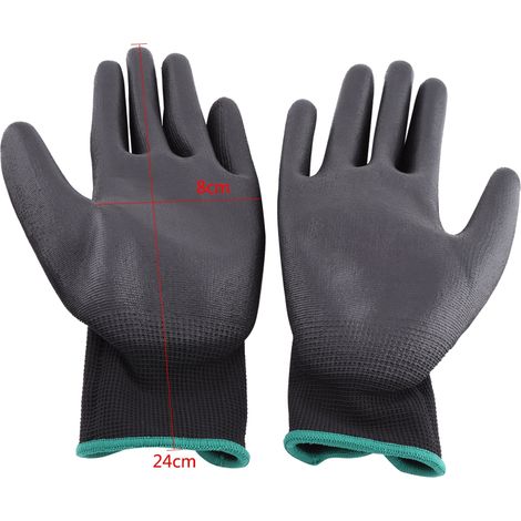 12 paires de gants de sécurité tricotés enduits de PU pour travailleurs (M) (1/2)