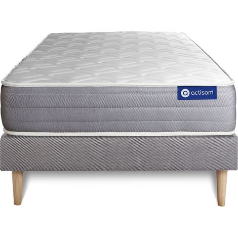 Ensemble matelas ACTILATEX DREAM Latex et mémoire de forme 90x190 cm 5zones de confort + sommier KIT gris (1/5)
