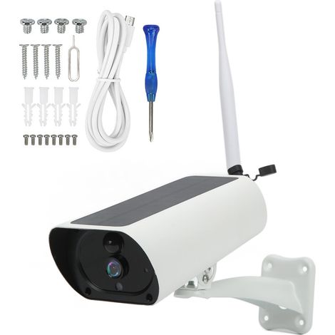 Caméra de surveillance solaire sans fil extérieure 1080P HD vision nocturne détection de mouvement PIR audio bidirectionnel WiFi 2.4GHz (1/5)