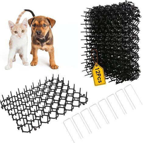 QORVA-Lot de 12 tapis répulsifs pour chats, répulsif pour chats extérieur, intérieur, anti-chat, pic pour chat, répulsif pour chats, chien, maille pour chat, 1 pièce, taille 15 x 20 cm (1/5)