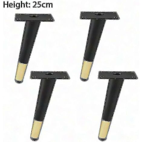 pieds de meubles fuselés, pieds de remplacement en fer antirouille, adaptés aux tables basses et aux canapés Hauteur : 10 cm, noir et or Kit de rénovation DIY noir et or 20 cm (lot de 4) (1/5)