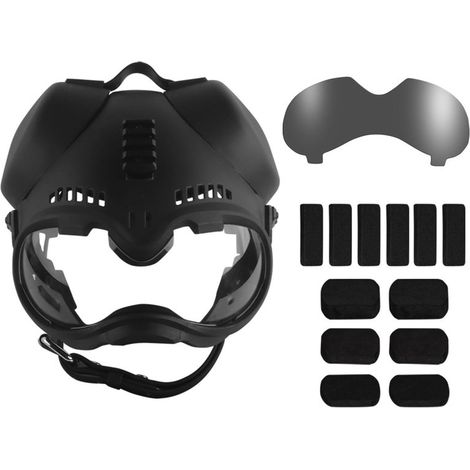 Casque tactique pour chien avec lunettes et protection auditive, compatible rail Picatinny, 2 lentilles (noir) (1/5)