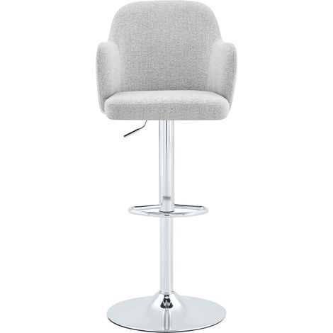 ELVMI Lote de 2 Taburetes de Bar Regulables con Reposabrazos, Giratorios 360 Grados, Tela, Gris y Marrón (1/5)