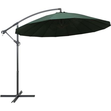 Parasol suspendu, mât en aluminium, vert, 3 mètres (1/2)