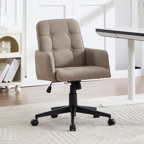 Wahson Silla de Oficina de Lino, Silla de Escritorio Moderna Giratoria y Regulable en Altura para Oficina, Estudio y Despacho, Verde