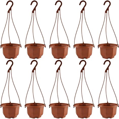 Ensemble de 10 pots fleurs suspendus en plastique, jardinières murales cm avec crochet (1/5)