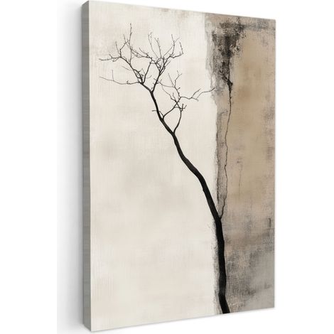 TABLEAU SUR TOILE Wabi sabi - Plante - Beige Tableau Chambre Adulte 90x140 cm