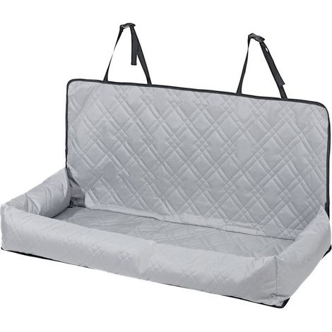 Siège auto pour chien - Rehausseur/lit de voiture - Imperméable - Avec ceinture de sécurité amovible - Garnissage en coton PP - Jusqu'à 45 kg - Pour chiens moyens et grands - Gris (1/5)
