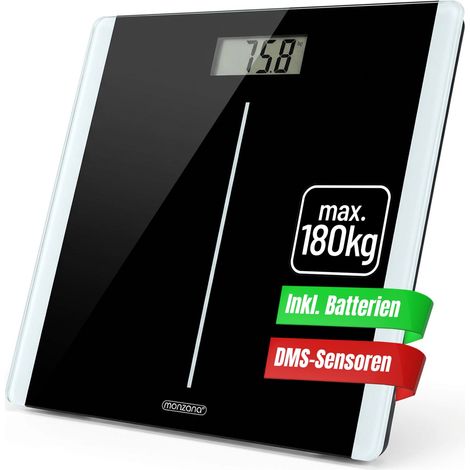 Monzana Báscula de baño digital sistema de sensor de alta precisión pantalla LCD tecnología Step-On máx. 180Kg Negro