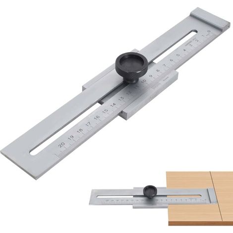 EASYCOMFORT Jauge de Marquage en Acier Inoxydable de 0 à 250mm,Jauge de Trait de Précision, Règle de Ligne Coulissante pour le Travail du Bois