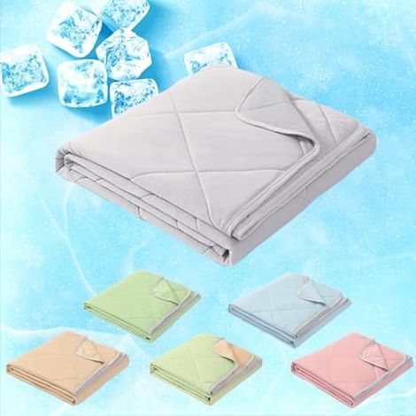 Schlafhimmel Cooling Sleep Kühldecke Bett - Kühlende Decke Sommer, Leichte Sommerdecke, Kühldecke für Menschen, Anti-Schweiß Atmungsaktive, Kühldecken zum Schlafen (Gellgrau, 150x200cm) (1/5)