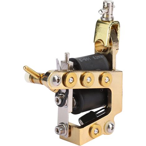 Machine à tatouer professionnelle à bobine en alliage, moteur puissant, pour liner et shader, couleur or. (1/5)