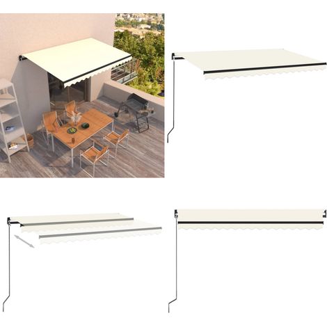 Auvent manuel rétractable 450x350 cm Crème - Auvent Pliable - Store Extérieur - Parasol - Abri Solaire - Protection UV - Home & Living (1/5)