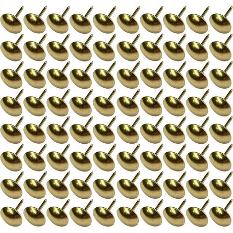 Cyclingcolors – Lot de 100 clous tapissiers 9mm dorés – Finition laiton pour ameublement – Fixation tissus et cuirs sur fauteuils et canapés