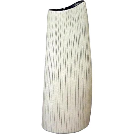 Vaso in ceramica beige con bordo marrone, 12,8 x 5 x 30,2 cm. (1/2)