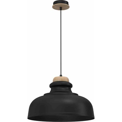 Suspension Asmund noire bois Ø40 1xE27 Milagro 60W (1/5)