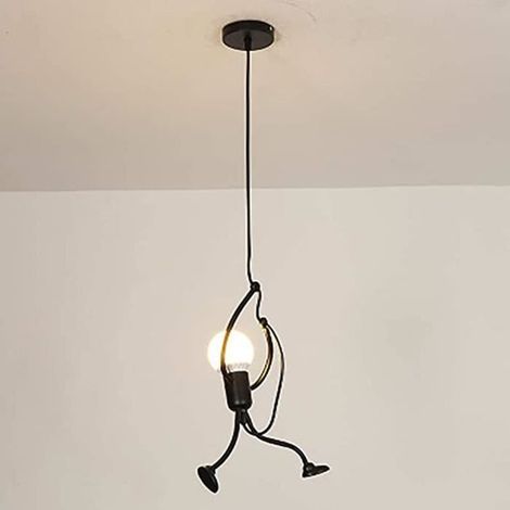 Lustre en fer forgé support de lampe Swing Tête simple parfait dans la chambre à coucher, le salon (Sans ampoule) (1/3)