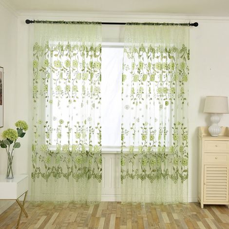 Voile - Rideau Transparent - Pour Fenêtre Ou Porte - 200 cm x 100 cm - 1 Pièce (1/5)