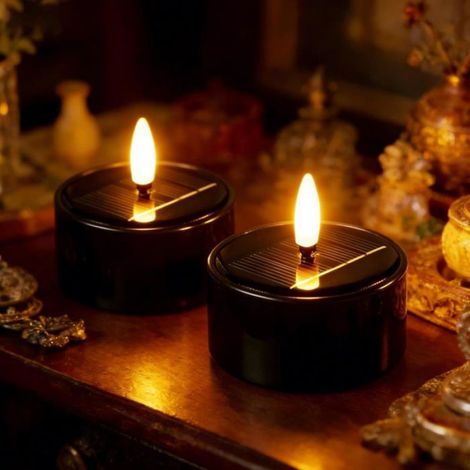 6 Pièces Bougies Chauffe-Plat Solaire Led Extérieur, Bougies Led Sans Flamme Vacillantes Blanc Chaud, Étanches, Décoratives Pour J (1/4)