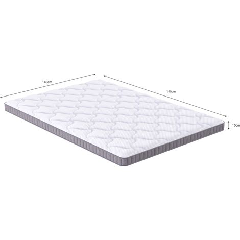 Colchón 140x190 cm de muelles ensacados 7 zonas, espuma viscoelástica, H3, blanco OKMYHOME (1/5)