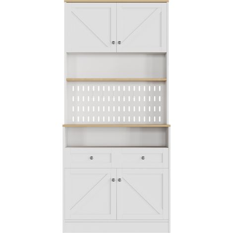 Credenza alta da cucina bianca con 2 cassetti e 4 ante HOMVRA (1/5)