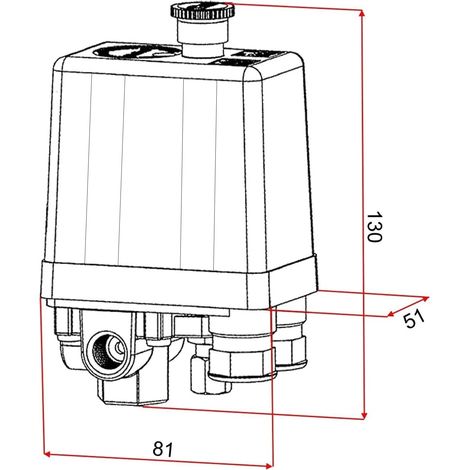 Pressostat de Compresseur d'Air avec 4 Ports 90-125 PSI 240 V Filetage 12 MM (1/4") Commutateur de Pression Vanne de Contrôle Pièces pour Compresseur (1/4)