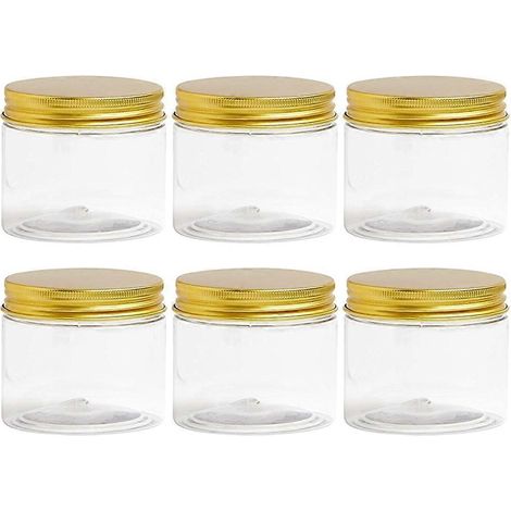 Lot de 6 bocaux en plastique avec couvercle, bocaux transparents avec couvercle, bocaux Mason en plastique -- (1/5)