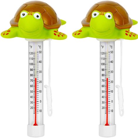 Deux thermomètres flottants en forme de tortue pour piscine, de grande taille pour une lecture facile, adaptés aux baignoires, piscines, aquariums (1/5)