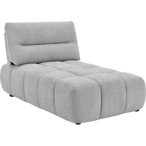 Vente-Unique – Méridienne dossier avance-recule en tissu texturé gris clair – 100% polyester – Garnissage mousse polyuréthane – Longueur 95 cm – Charge max 120 kg