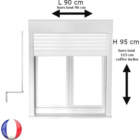 Fenêtre PVC 2 vantaux oscillo-battant avec volet roulant manivelle H 95 x L 90 cm pour pose en neuf (1/5)
