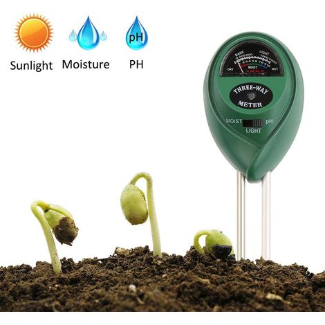 Bodenfeuchtigkeitsmesser, 3-in-1 Pflanzentester, pH- und Feuchtigkeitsmesser, Lichtintensitätsmesser für Garten, Landwirtschaft, Rasen (batterielos) (1/3)