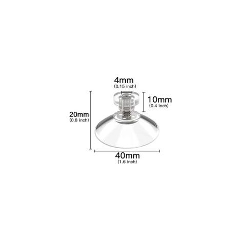 x 40 mm Saugnäpfe mit M4x10 mm Gewinde und Rändelmuttern, transparent – Hergestellt in Deutschland – Crezuo