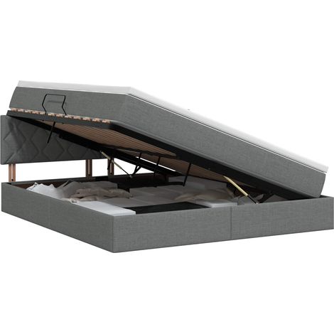 Lit avec rangement et matelas Gris foncé 160 x 200 cm Velours vidaXL (1/5)