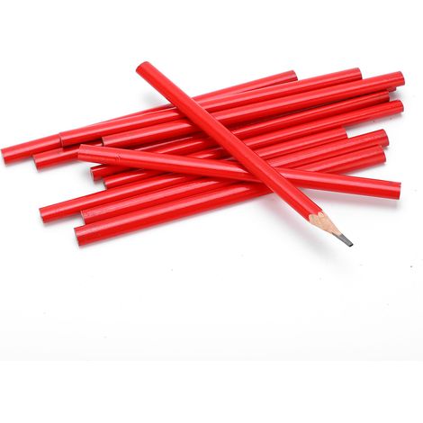Lot de 12 crayons de charpentier ovales à mine noire et double pointe pour le travail du bois et le bricolage - Outils à main (1/5)