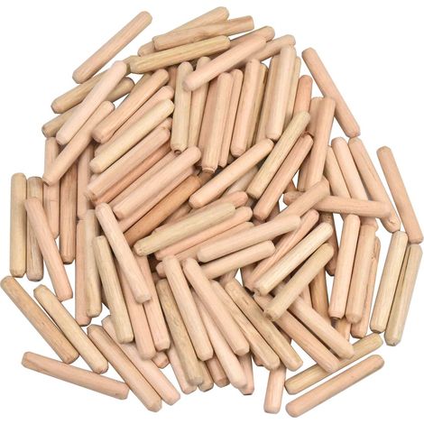 100PCS Chevilles en Bois, Cheville de Meuble 6mm x 40mm, Tourillons en Hêtre, Chevilles Rainurées en Bois, Goujon Bois de Hêtre Massif, pour Meubles en Bois Dur Rainuré (1/5)