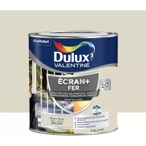 Peinture DULUX VALENTINE Ecran+ Fer Blanc perle 0,5 L (1/4)