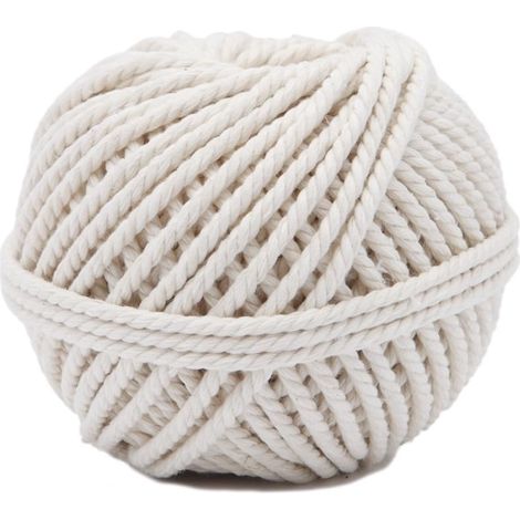 Fil de coton de 2 mm de diamètre, 70 m environ, écru, idéal pour le macralé, le bricolage et le jardinage. (1/4)