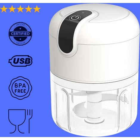 Robot culinaire - mini hachoir, broyeur à ail, appareil de cuisine rose, mini hachoir électrique - blanc (1/5)