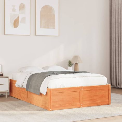 Estructura de cama sin colchón madera maciza marrón 135x190 cm vidaXL (1/5)