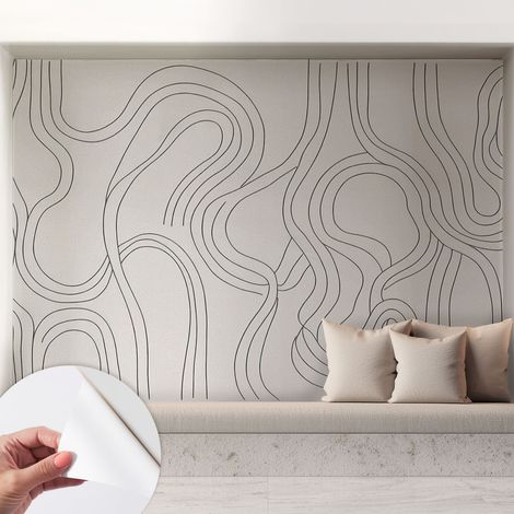 Selbstklebend Tapete modern - Wanddeko für Küche - Klebefolie Wand - luxus Look Organische Linien 208x146 cm (1/5)