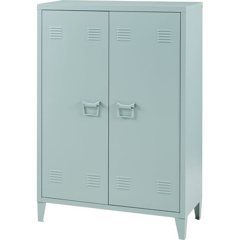 Taquilla metálica de oficina con 2 puertas 110 x 75 x 33 cm color gris azulado 030009178