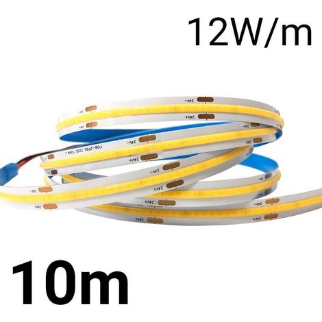 Striscia LED COB 24V DC - 12W/m - 10mm - IP20 - Rotolo 10 metri