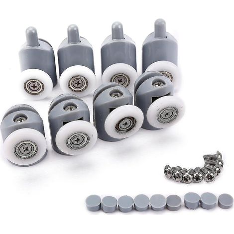 Set mit 8 Doppelrollen für Dusch-/Badezimmertüren – Rollendurchmesser: 25 mm (1/5)