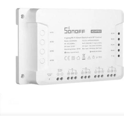 SABIR 4CHProR3 4 Canaux Interrupteur sans fil WiFi Intelligent RF, Inching/Autoverrouillage/Interverrouillage, Fonctionne avec Alexa & Google Home & IFTTT (retard de 1-16s en mode inching) (1/5)